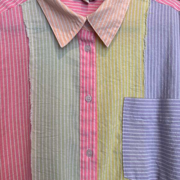 Vintage Davi & Dani Multicolor Cotton Stripe Button Down Women’s Large - Picture 4 of 8